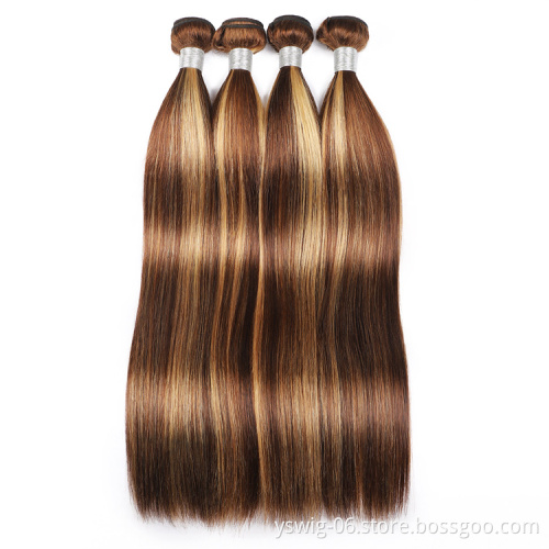 YS Piano Color Super Double Drawn Human Hair Bundles With Closure,Double Drawn Cuticle Aligned Brazilian Hair Bundles Vendors